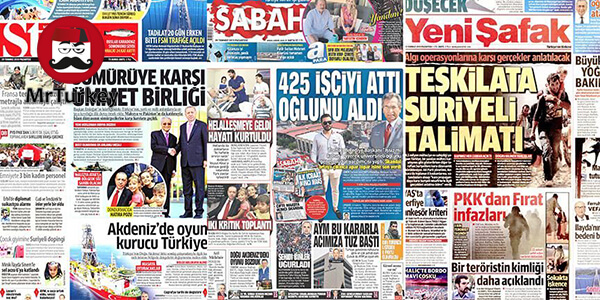 عناوین روزنامه‌های 29 ژوئیه 2019 در ترکیه