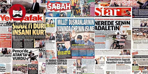 تیترهای نخست روزنامه‌های ۲۶ اوت ۲۰۱۹ در ترکیه